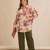 Елегантна риза с флорален принт - пепел от рози
