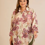 Елегантна риза с флорален принт - пепел от рози
