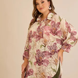 Елегантна риза с флорален принт - пепел от рози