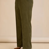 Елегантен панталон с ръб и висока талия - каки