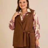 Елегантен елек с ревер и брошка - кафе