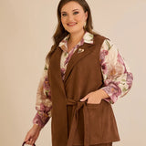 Елегантен елек с ревер и брошка - кафе