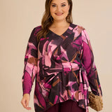 Блуза с връзки - розов