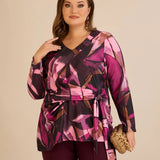 Блуза с връзки - розов