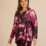 Блуза с връзки - розов