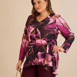 Блуза с връзки - розов