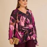 Блуза с връзки - розов