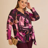 Блуза с връзки - розов