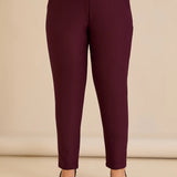 Памучен панталон с класическа кройка - бургунди