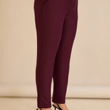 Памучен панталон с класическа кройка - бургунди