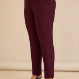 Памучен панталон с класическа кройка - бургунди