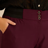 Памучен панталон с класическа кройка - бургунди