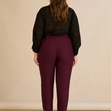 Памучен панталон с класическа кройка - бургунди