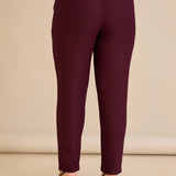 Памучен панталон с класическа кройка - бургунди