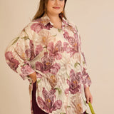 Елегантна риза с флорален принт - пепел от рози