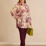 Елегантна риза с флорален принт - пепел от рози