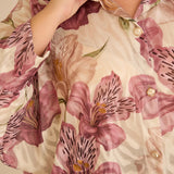 Елегантна риза с флорален принт - пепел от рози