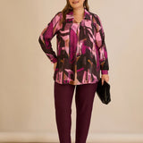 Туника тип риза с брошка - розов