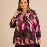 Туника тип риза с брошка - розов