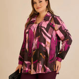 Туника тип риза с брошка - розов