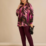 Туника тип риза с брошка - розов