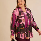 Туника тип риза с брошка - розов