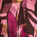 Туника тип риза с брошка - розов