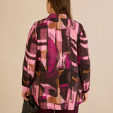 Туника тип риза с брошка - розов