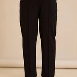 Широк памучен панталон с ръб - черен