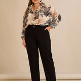 Елегантна риза с флорален принт - черен