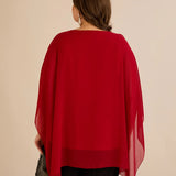 Празнична туника с акцент от пайети в свободна кройка - червен