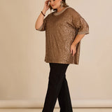 Свободна блуза с реглан ръкави от пайети Golden night