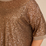 Свободна блуза с реглан ръкави от пайети Golden night