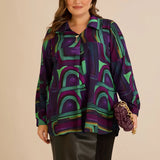 Туника тип риза с брошка - лила