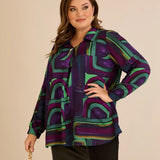 Туника тип риза с брошка - лила