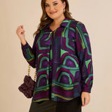 Туника тип риза с брошка - лила