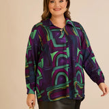 Туника тип риза с брошка - лила