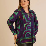 Туника тип риза с брошка - лила