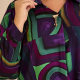 Туника тип риза с брошка - лила