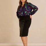 Елегантен сет сако и пола с кожени акценти