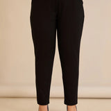 Памучен панталон с класическа кройка - черен