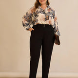 Памучен панталон с класическа кройка - черен