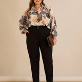 Памучен панталон с класическа кройка - черен