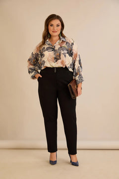 Памучен панталон с класическа кройка - черен