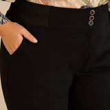 Памучен панталон с класическа кройка - черен