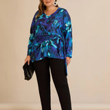 Блуза с връзки - син