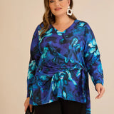 Блуза с връзки - син