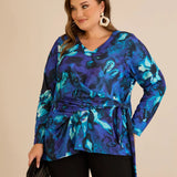 Блуза с връзки - син