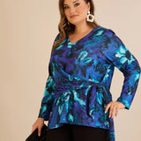 Блуза с връзки - син