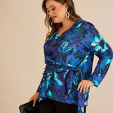 Блуза с връзки - син